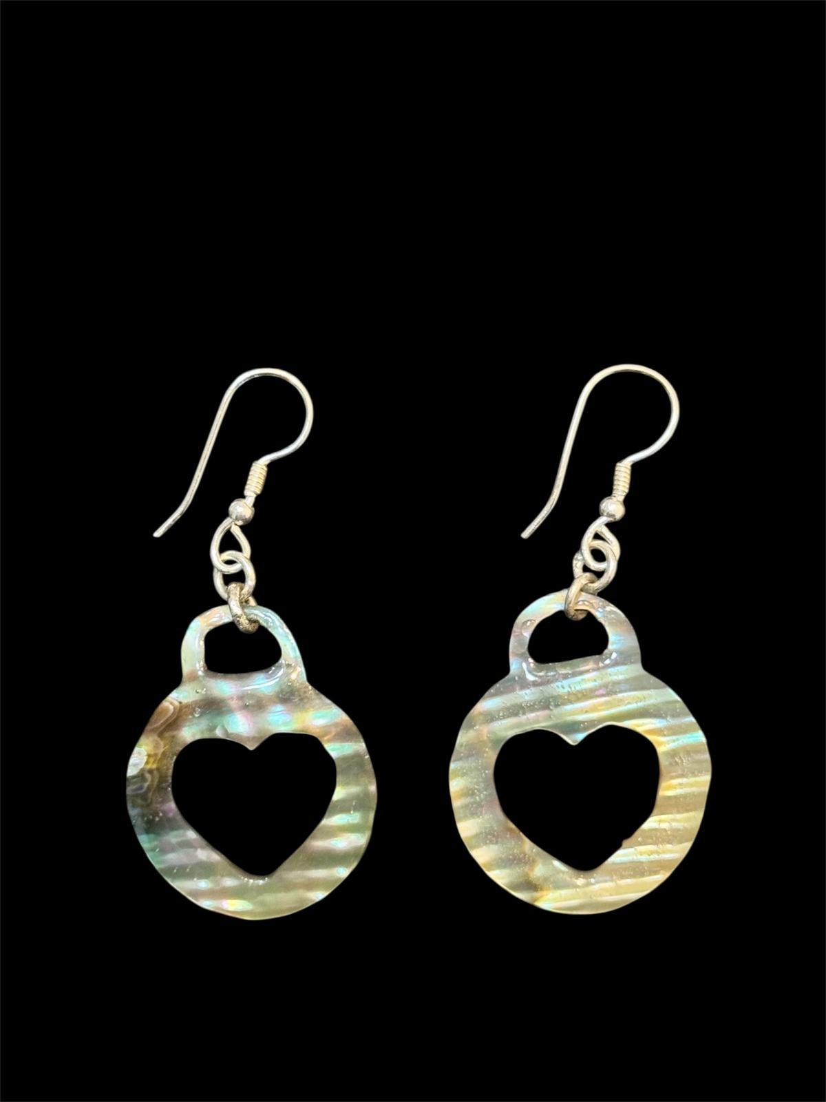 Heart Abalone Earrings