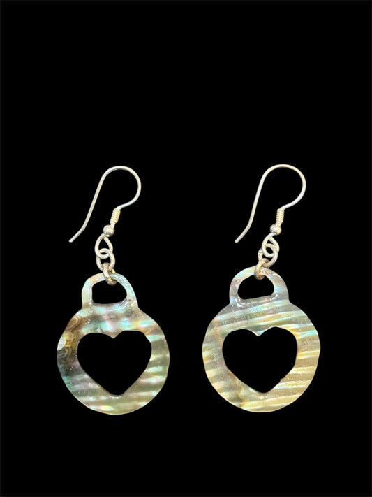 Heart Abalone Earrings
